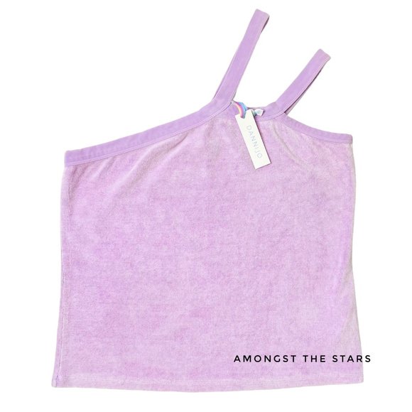 DANNIJO Terry Cloth Orchid Purple One Shoulder Tank Top - Picture 6 of 9